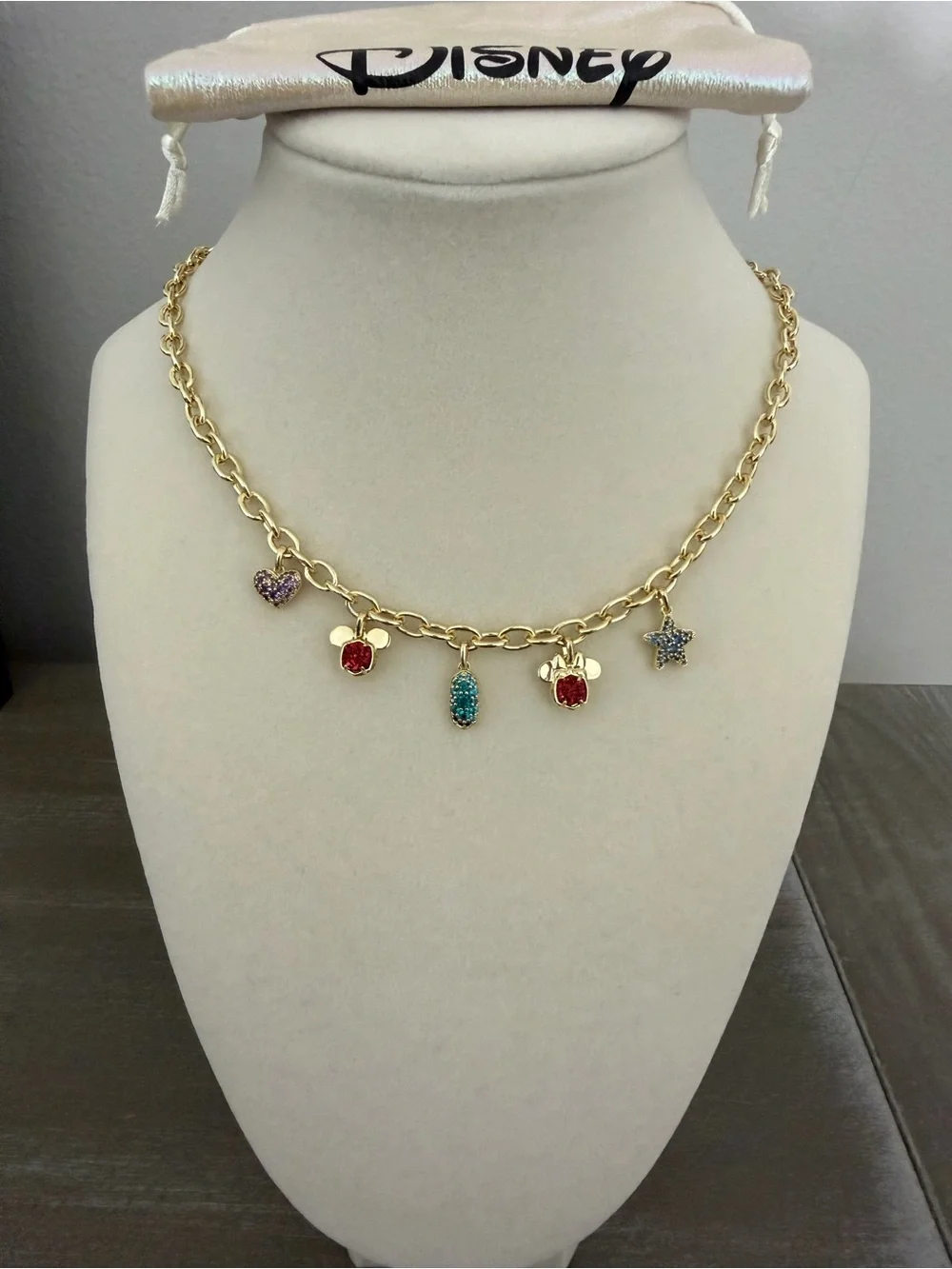 Disney x Kendra Scott Mickey & Minnie Gold Charm Necklace NWT